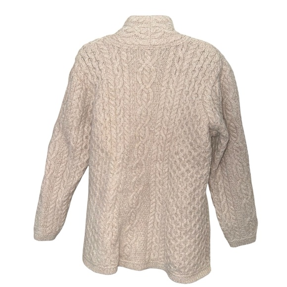 Aran Crafts Merino Wool Irish Cable Knit Cardigan Sweater Cream Women L - Picture 3 of 9